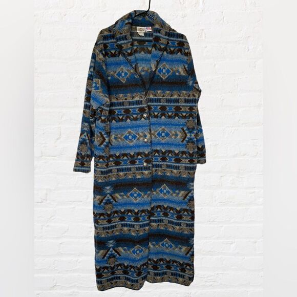 Y2K Tribal Western‎ Cardigan/Duster/Coat Blue RARE